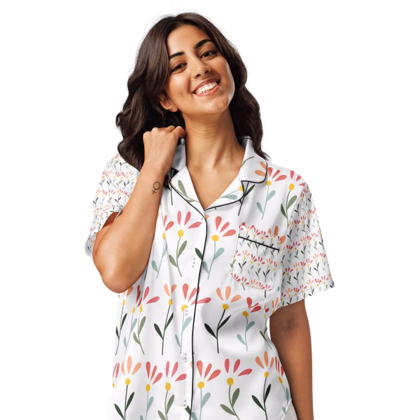All-over print women’s short sleeve pajama top - Image 4