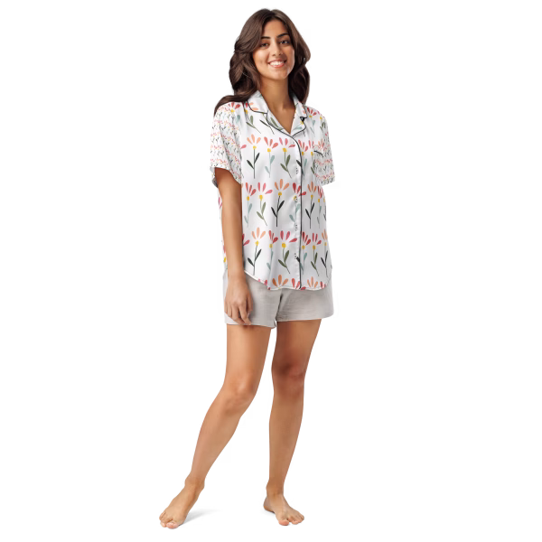 All-over print women’s short sleeve pajama top